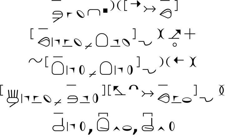 HamNoSys symbols for the German Sign Language signs for Hamburg Write System in T E X.